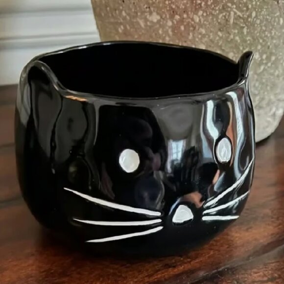 NEW S2 Pottery Barn Figural Black Cat Bowls | 4.5" Black Fall Snack Bowl - Picture 4 of 6